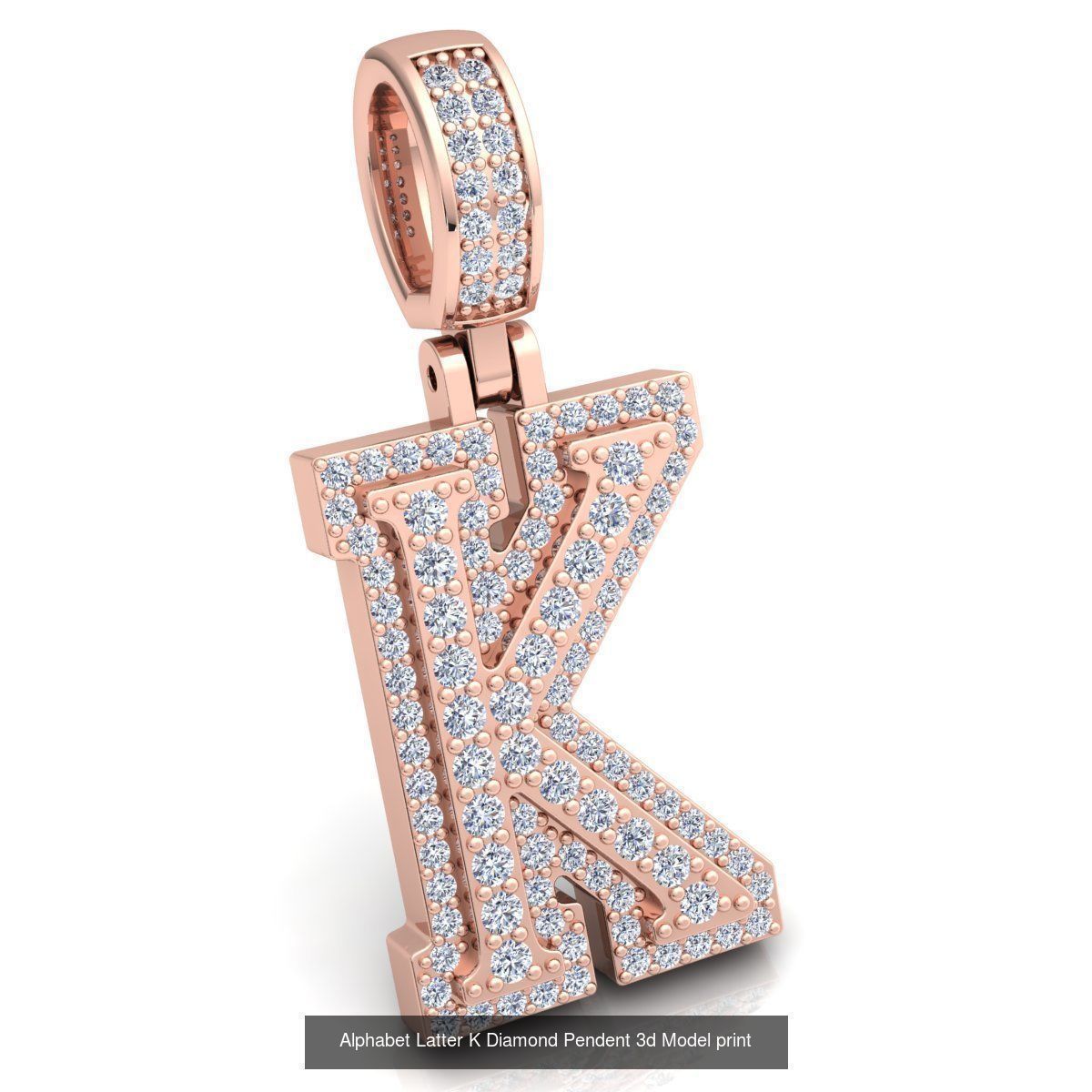 Full Set of Alphabet Latter Diamond Pendants 3d Model Print  3D Model Collection_13