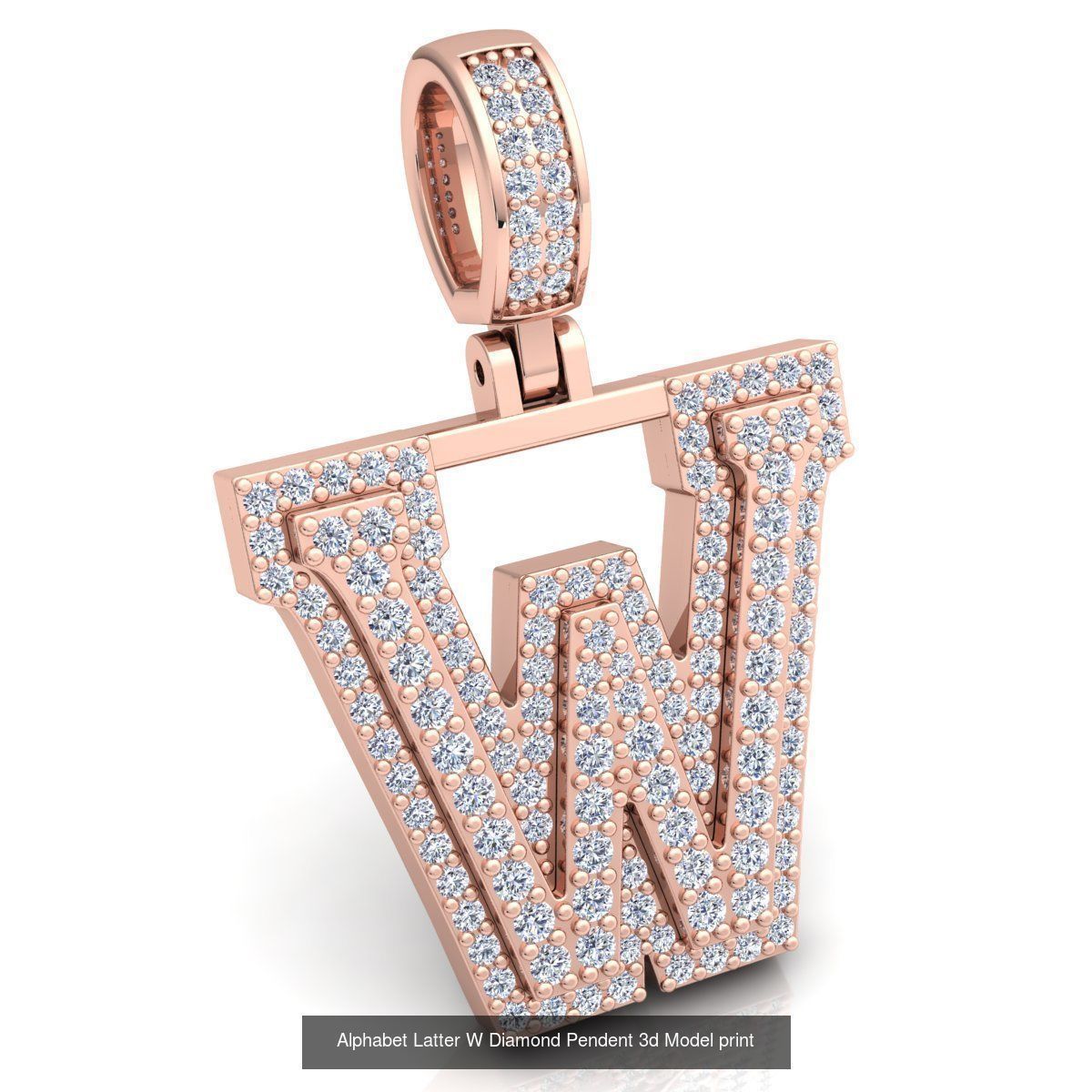 Full Set of Alphabet Latter Diamond Pendants 3d Model Print  3D Model Collection_25