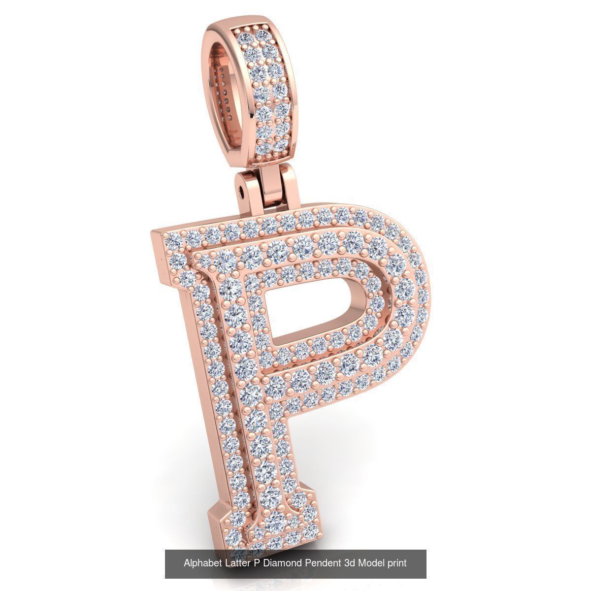 Full Set of Alphabet Latter Diamond Pendants 3d Model Print  3D Model Collection_18