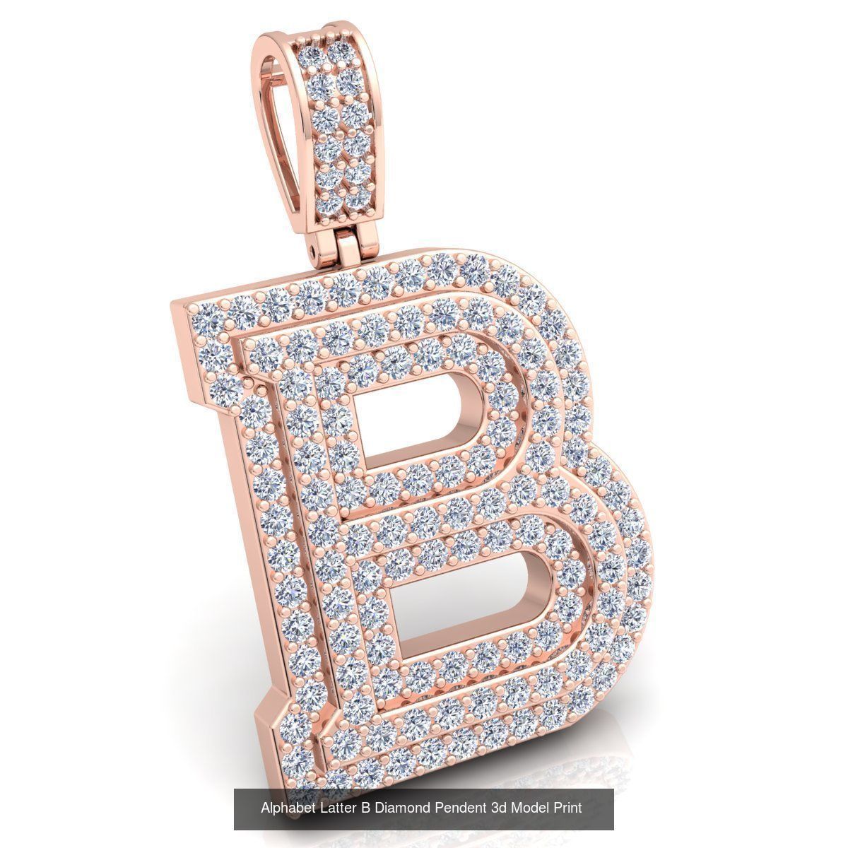 Full Set of Alphabet Latter Diamond Pendants 3d Model Print  3D Model Collection_4