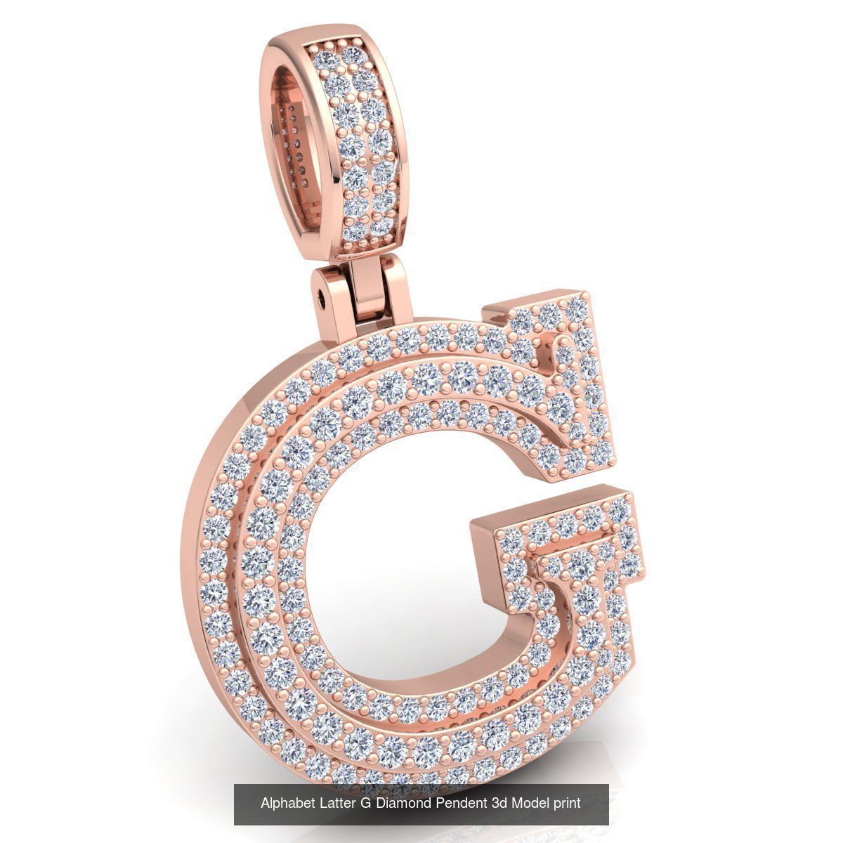 Full Set of Alphabet Latter Diamond Pendants 3d Model Print  3D Model Collection_9