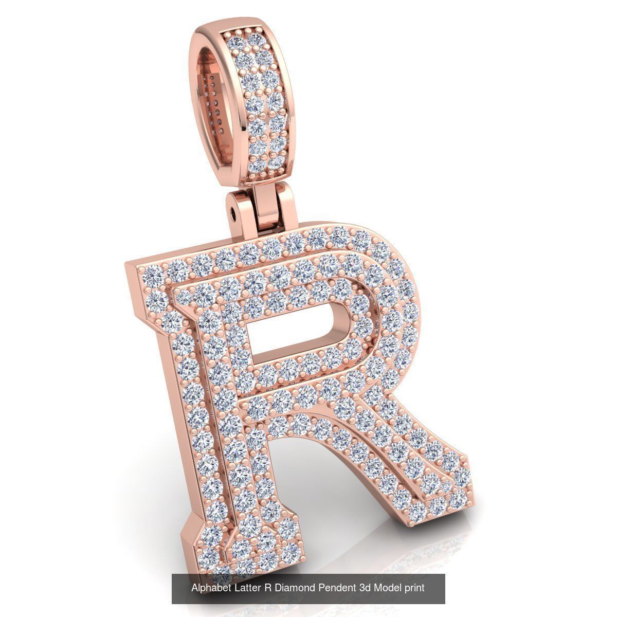 Full Set of Alphabet Latter Diamond Pendants 3d Model Print  3D Model Collection_20