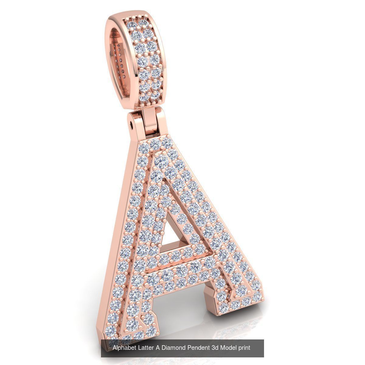 Full Set of Alphabet Latter Diamond Pendants 3d Model Print  3D Model Collection_3