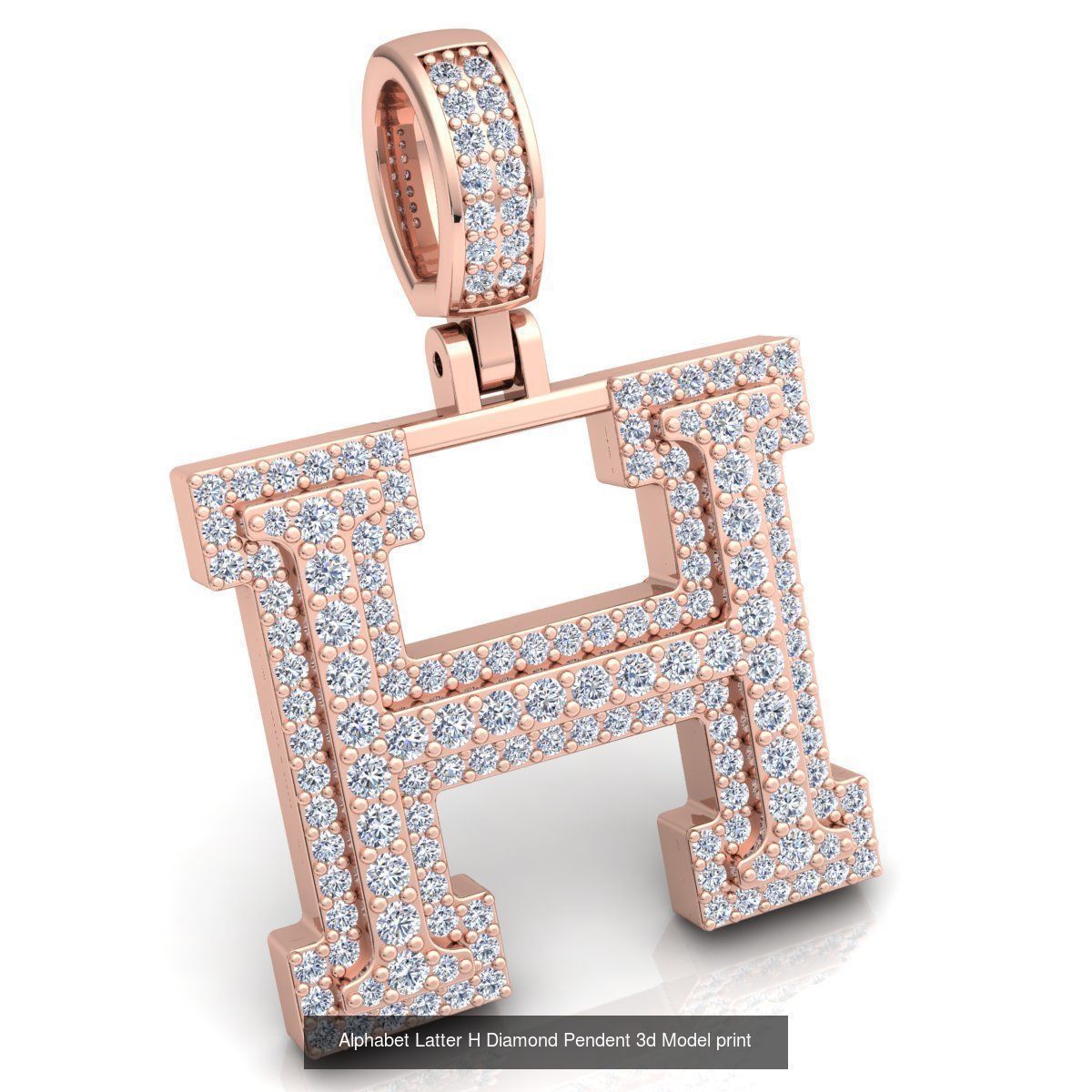 Full Set of Alphabet Latter Diamond Pendants 3d Model Print  3D Model Collection_10