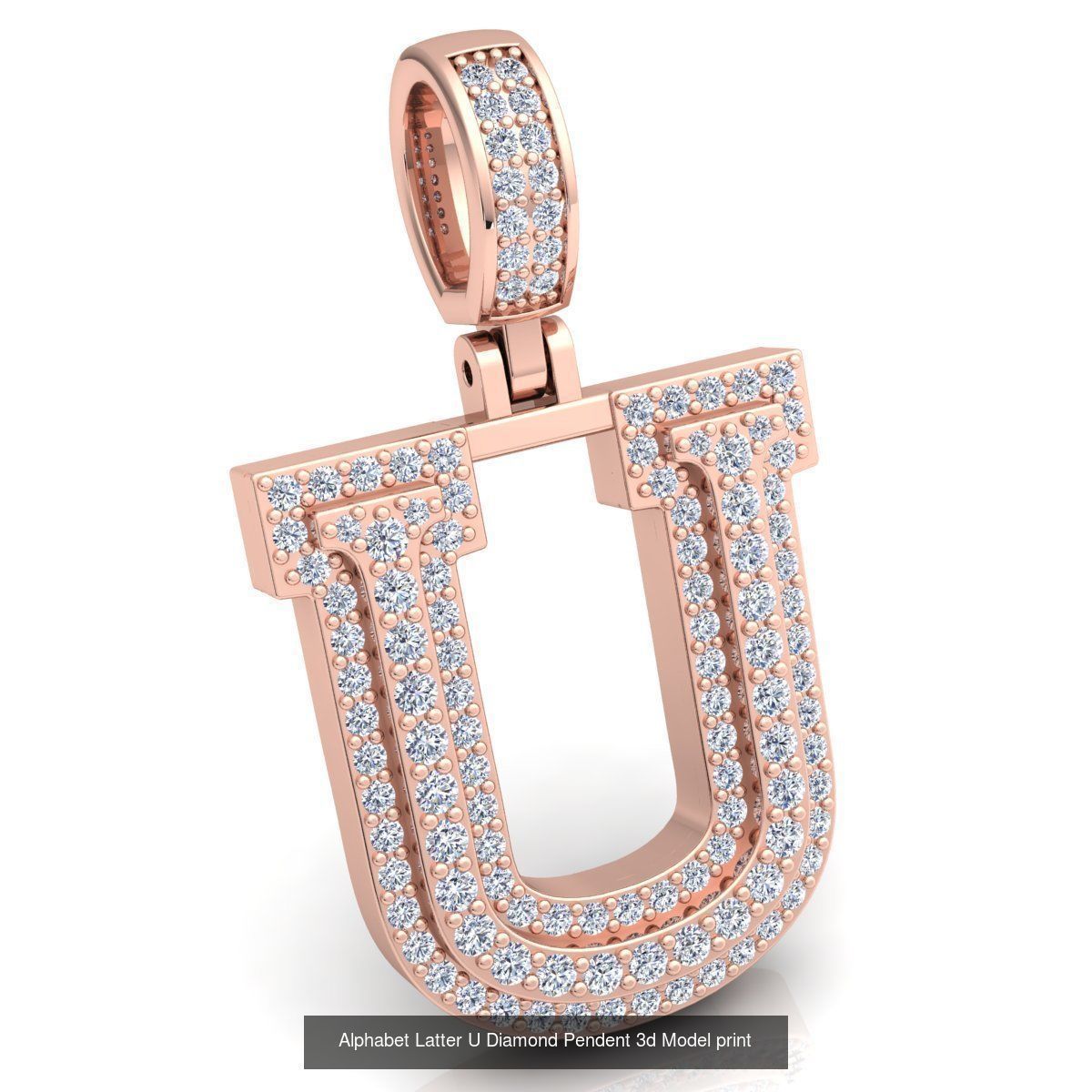 Full Set of Alphabet Latter Diamond Pendants 3d Model Print  3D Model Collection_23