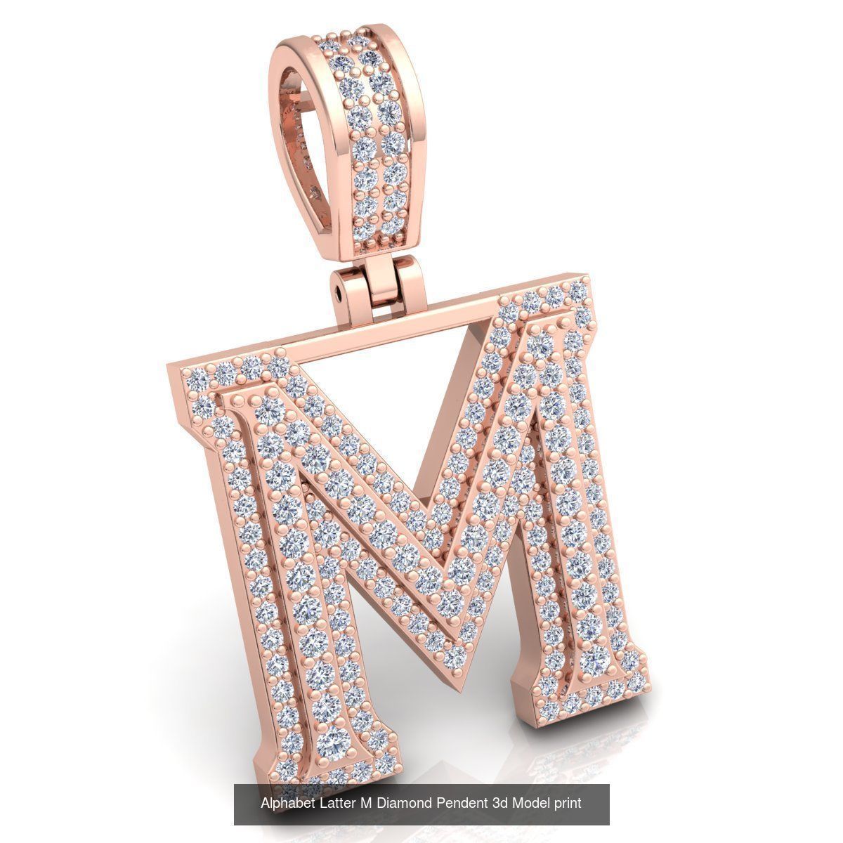 Full Set of Alphabet Latter Diamond Pendants 3d Model Print  3D Model Collection_15