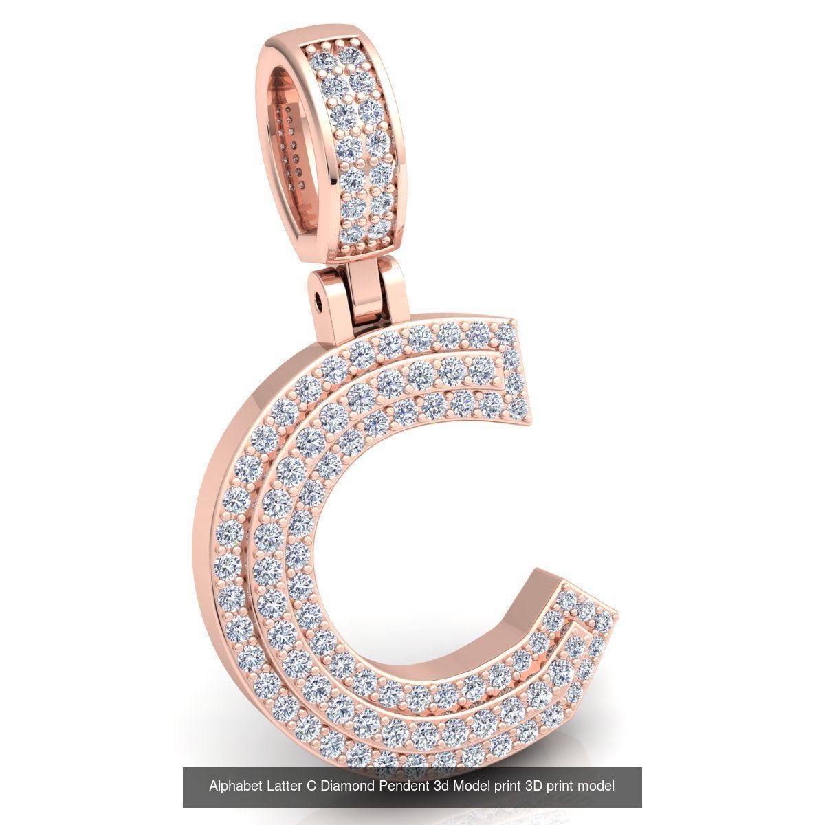 Full Set of Alphabet Latter Diamond Pendants 3d Model Print  3D Model Collection_5
