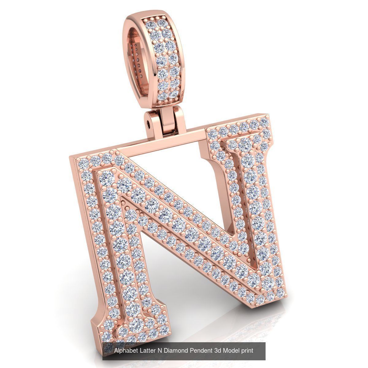 Full Set of Alphabet Latter Diamond Pendants 3d Model Print  3D Model Collection_16