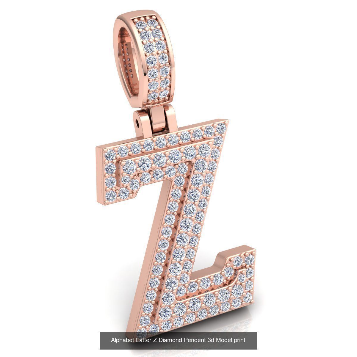 Full Set of Alphabet Latter Diamond Pendants 3d Model Print  3D Model Collection_28