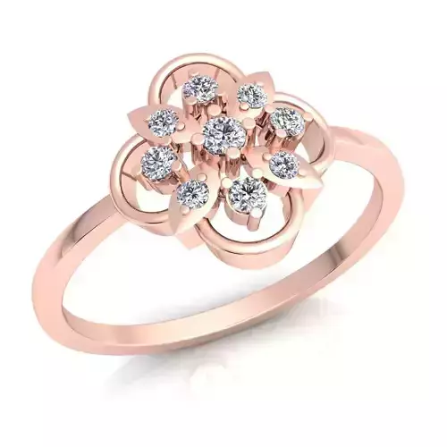 Ring 3d Model Print rose gold diamond flower