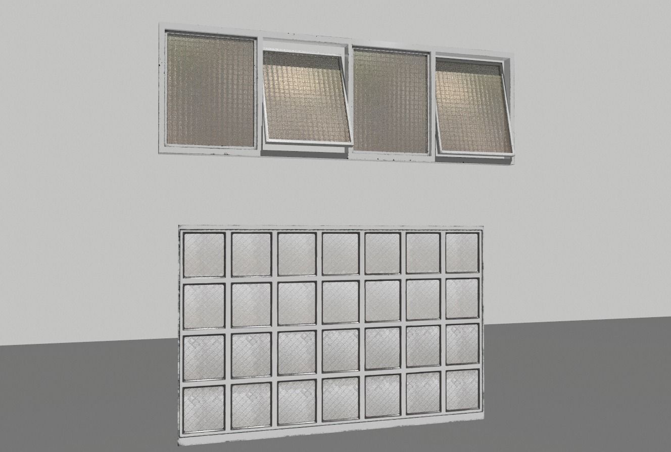Factory windows pack 1 Low-poly 3D model_9