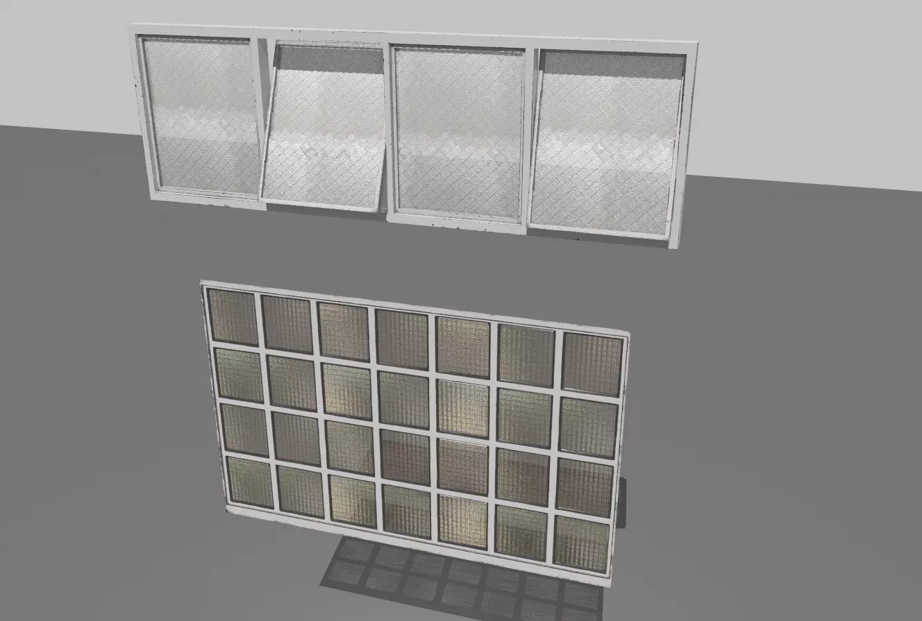 Factory windows pack 1 Low-poly 3D model_0