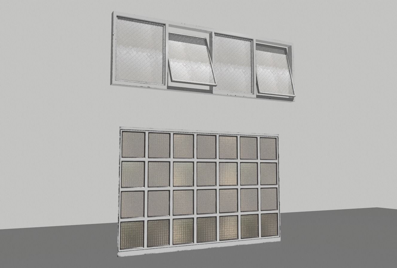 Factory windows pack 1 Low-poly 3D model_5
