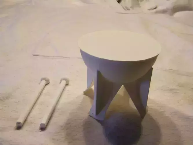 tambourine plastic stool with two wooden sticks 3D print model