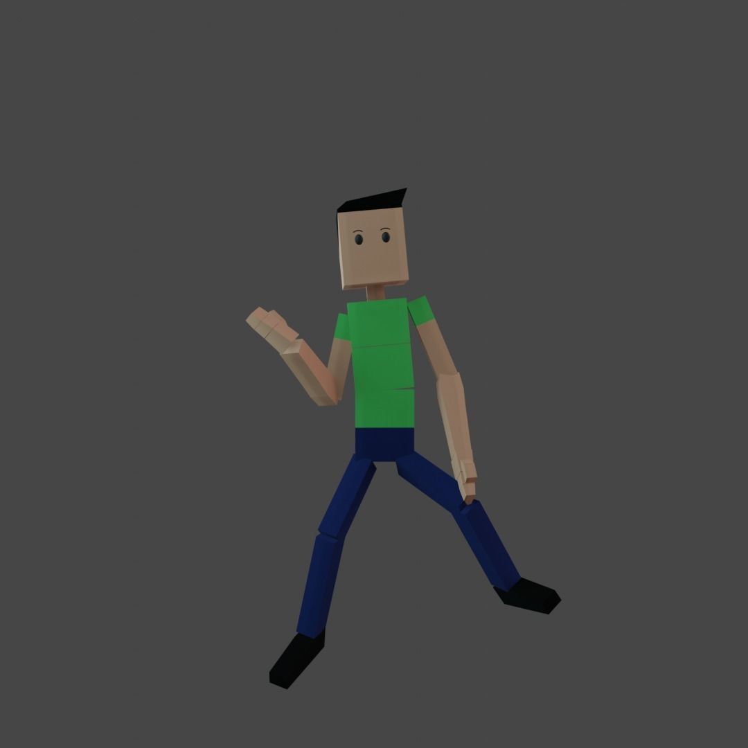 character cube rigged Low-poly 3D model_1
