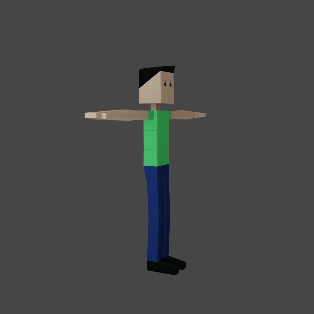 character cube rigged Low-poly 3D model_2