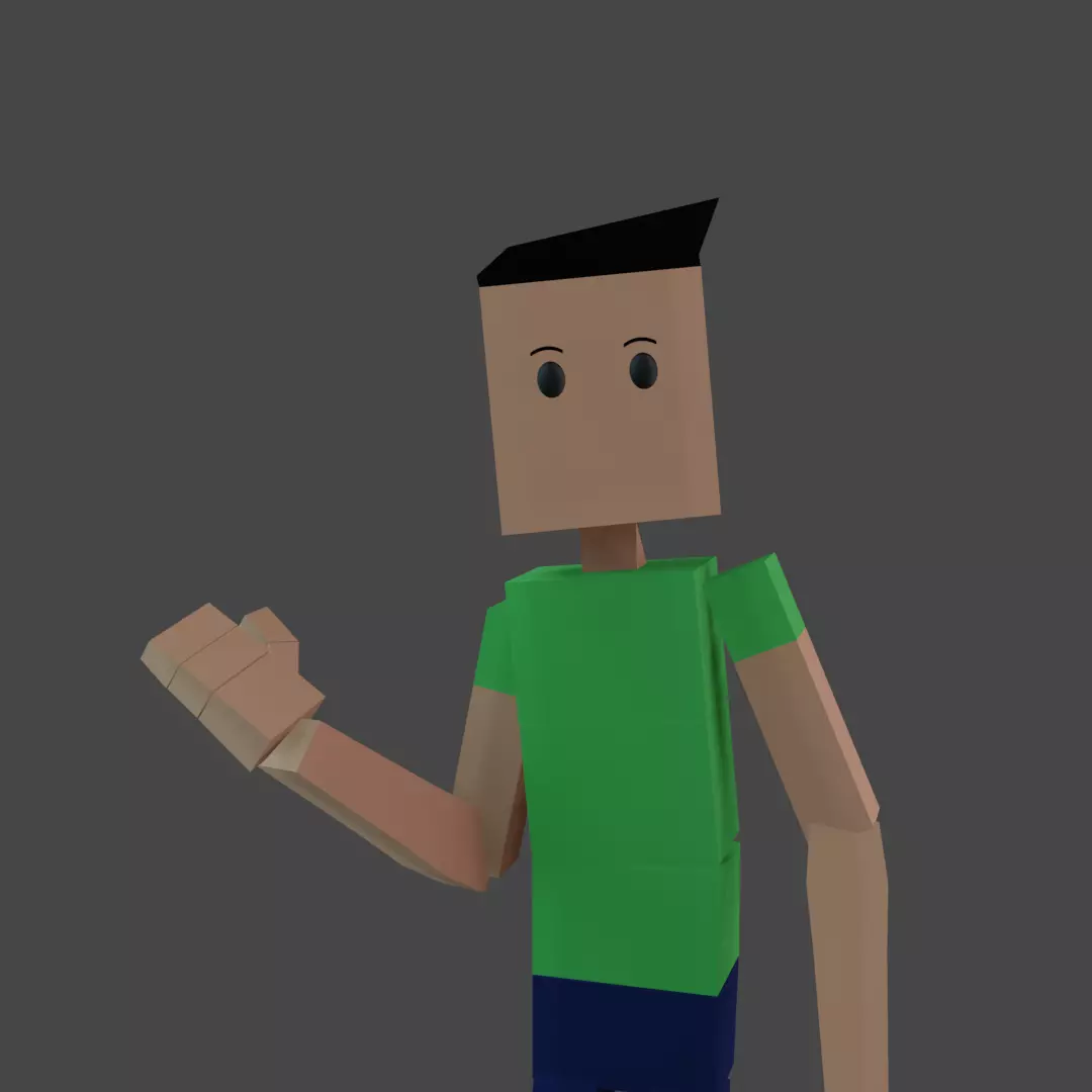 character cube rigged Low-poly 3D model_0