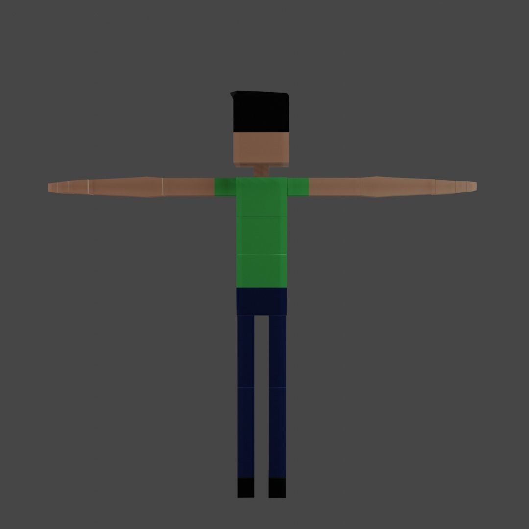 character cube rigged Low-poly 3D model_3