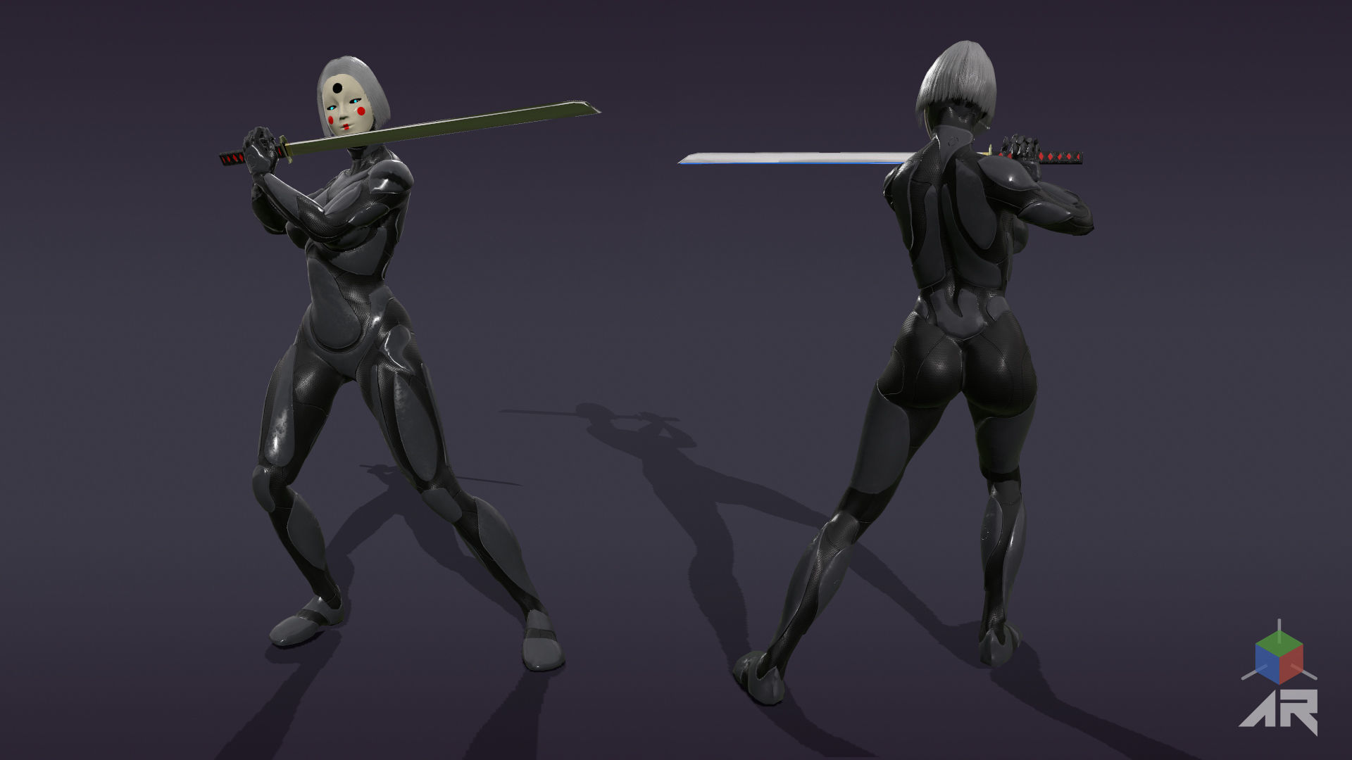 Android Geisha Low-poly 3D model_12