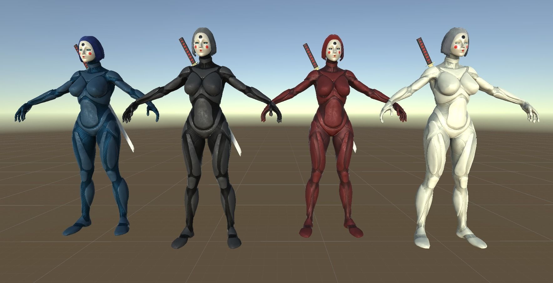 Android Geisha Low-poly 3D model_18