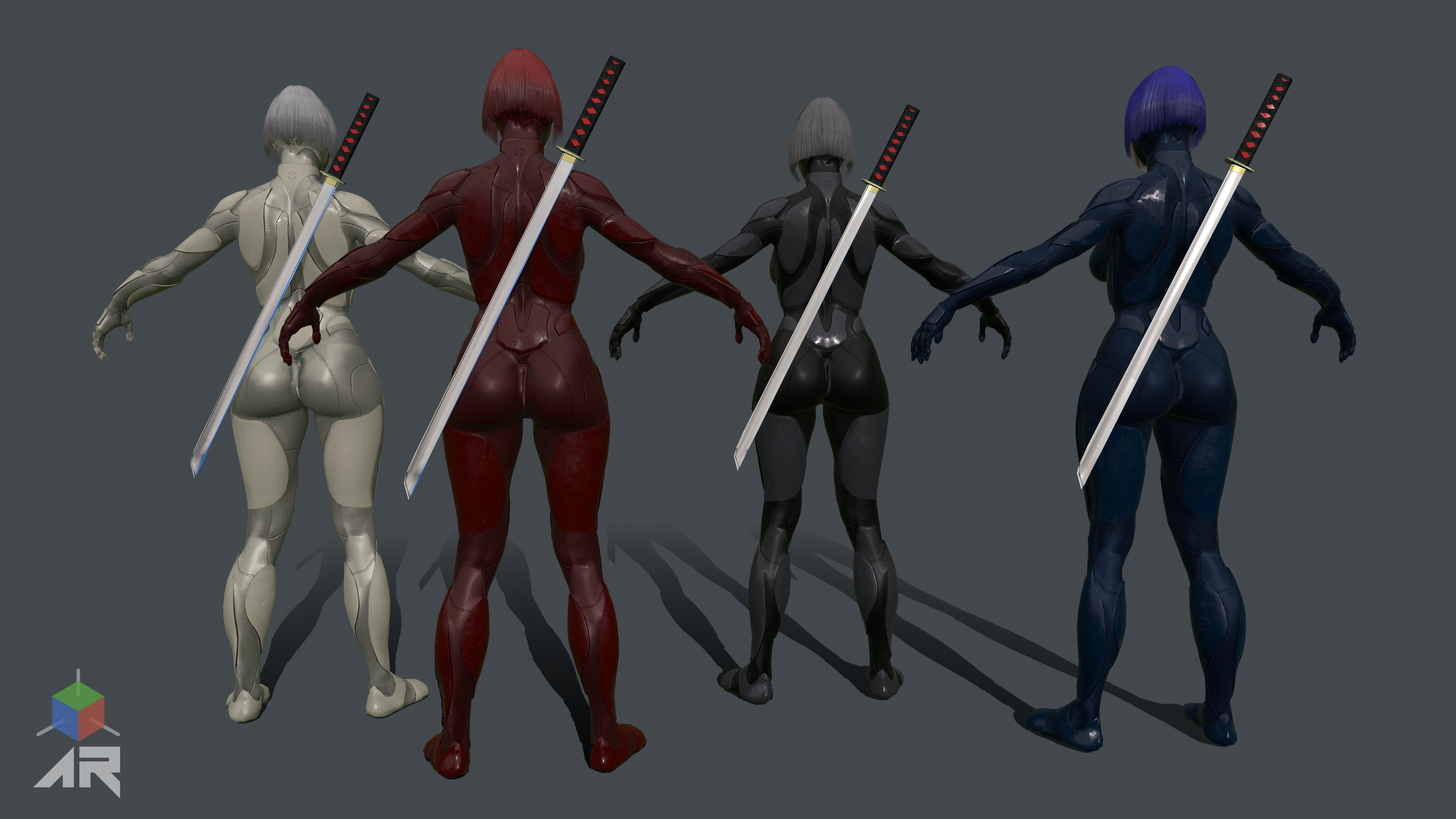 Android Geisha Low-poly 3D model_7