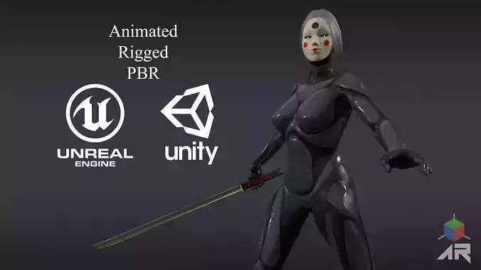 Android Geisha Low-poly 3D model