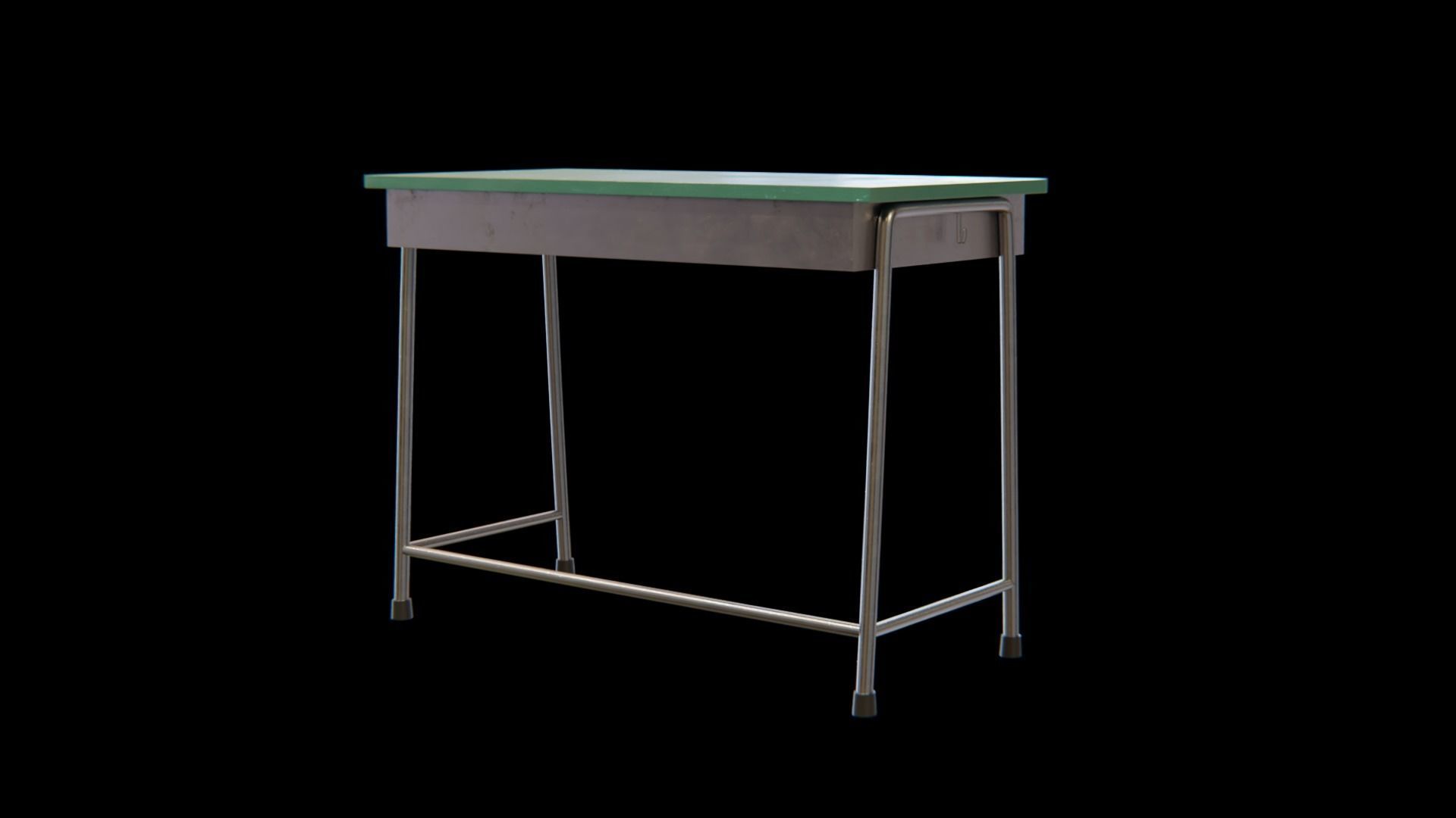 School-desk green Low-poly 3D model_5