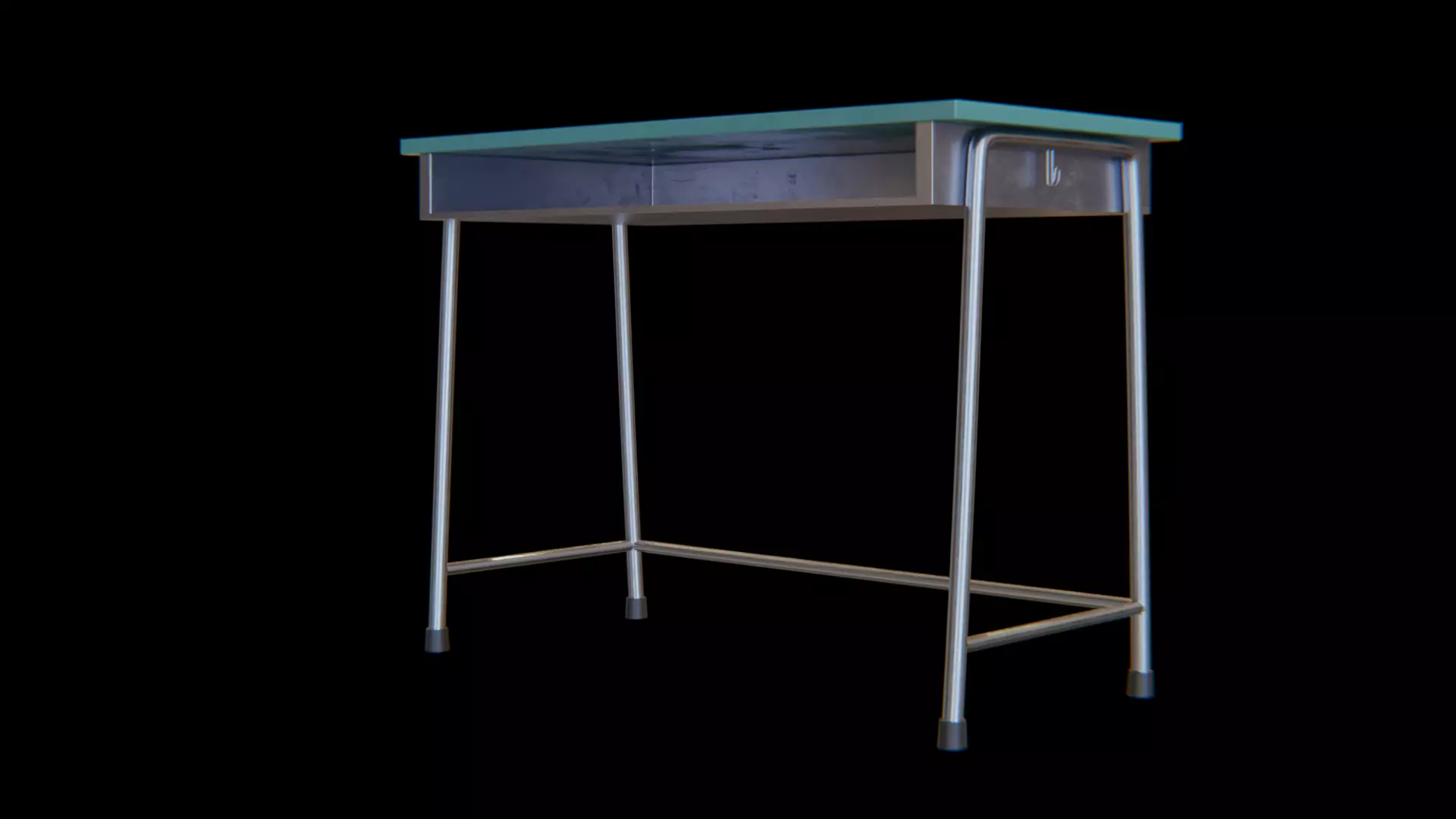 School-desk green Low-poly 3D model_0