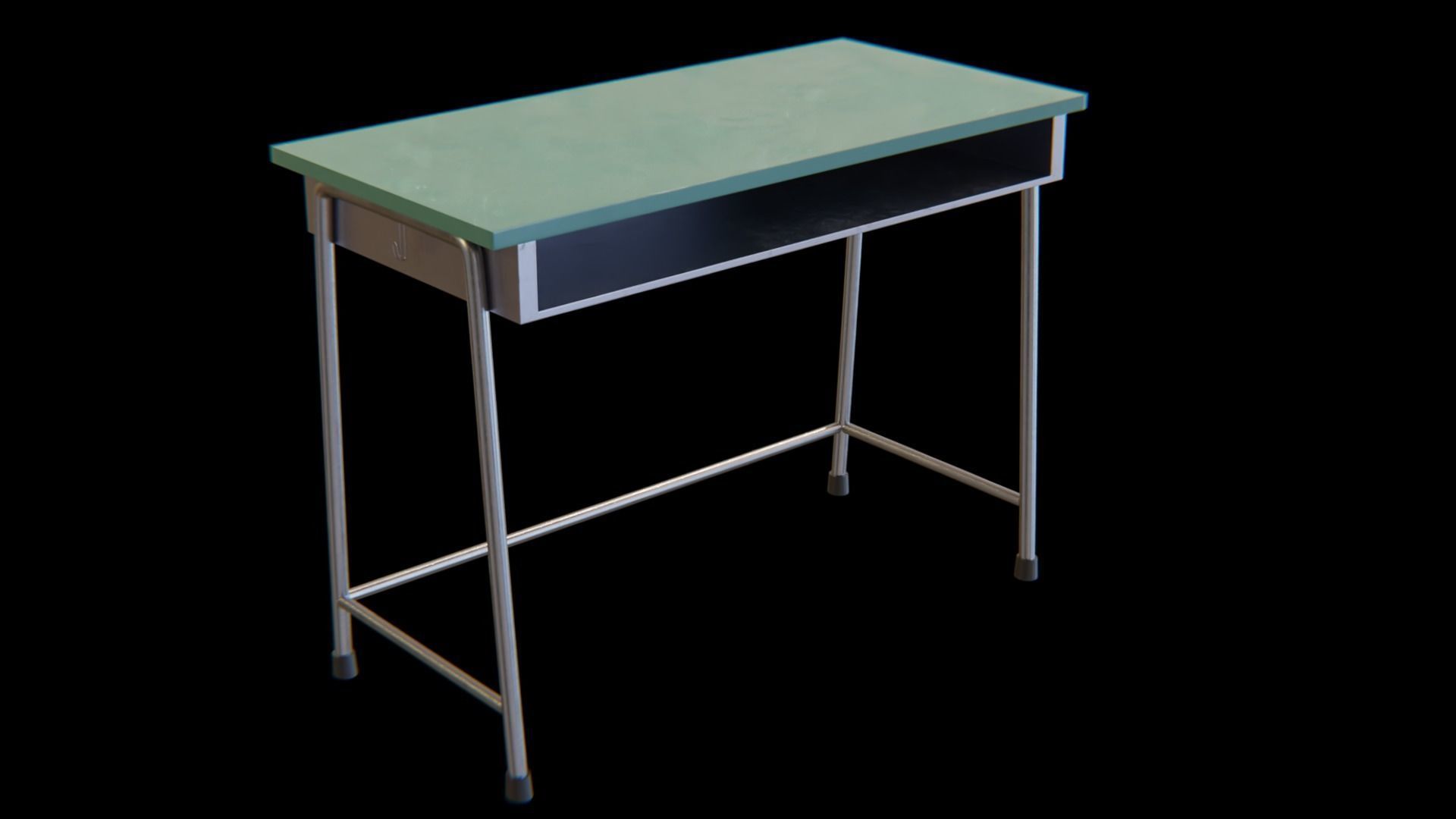 School-desk green Low-poly 3D model_2
