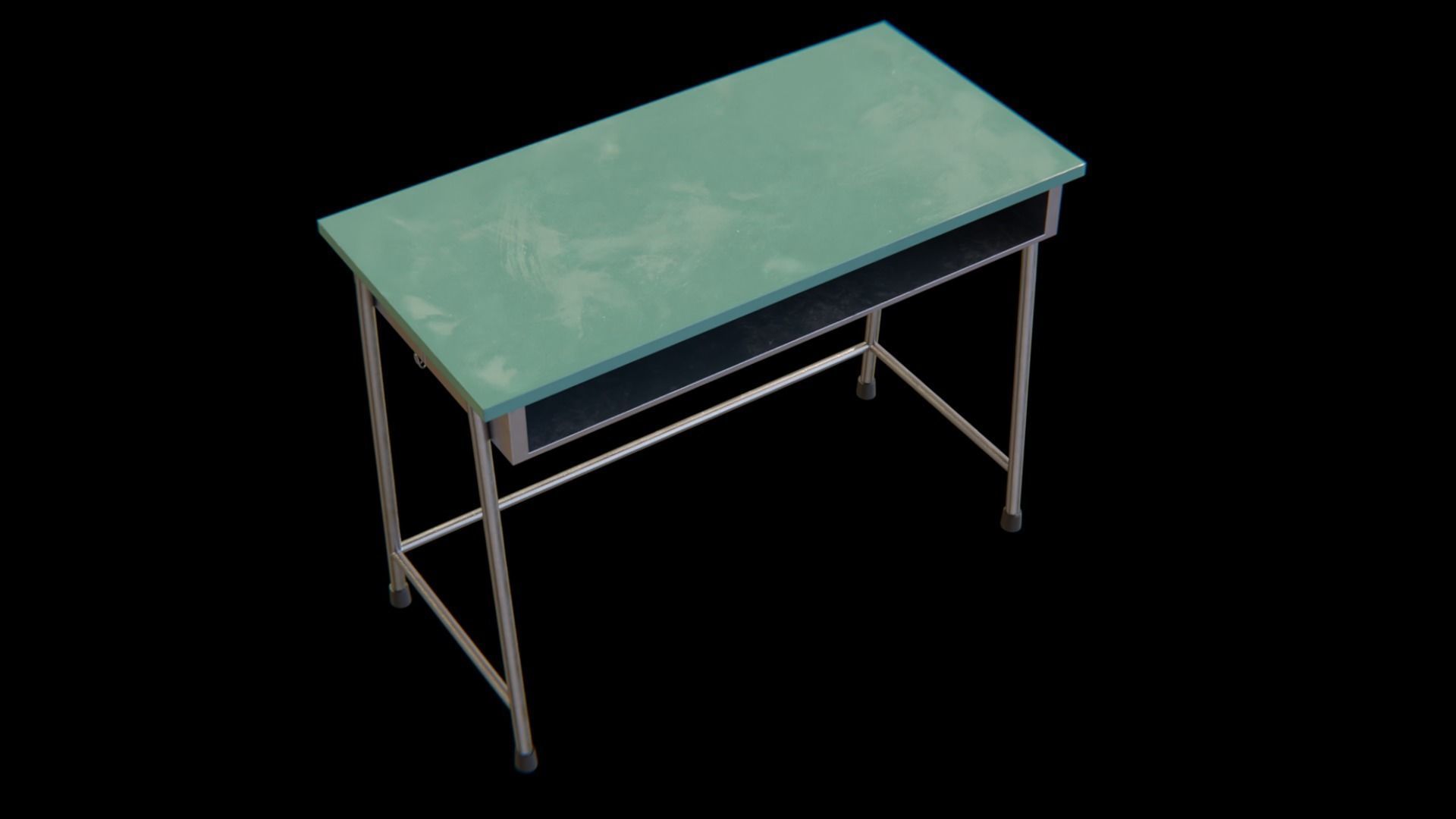 School-desk green Low-poly 3D model_3