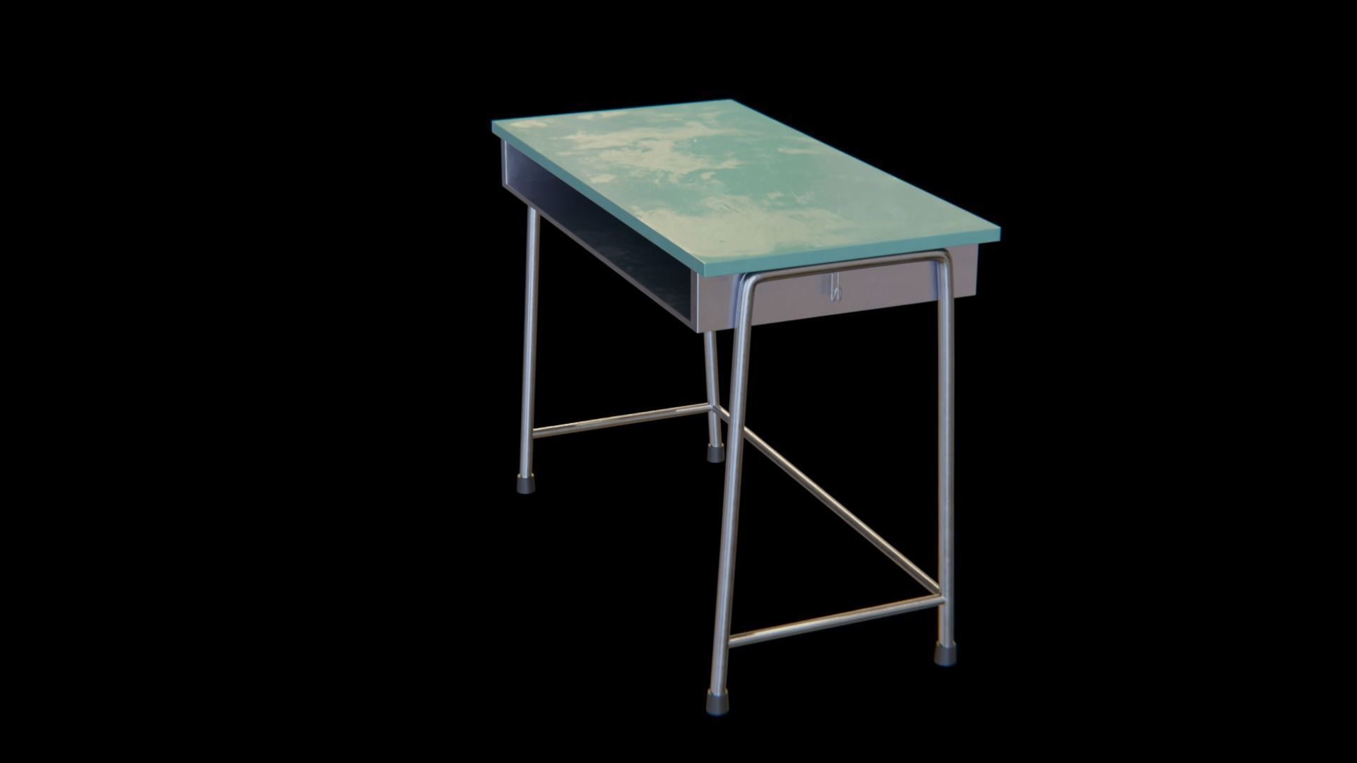 School-desk green Low-poly 3D model_4