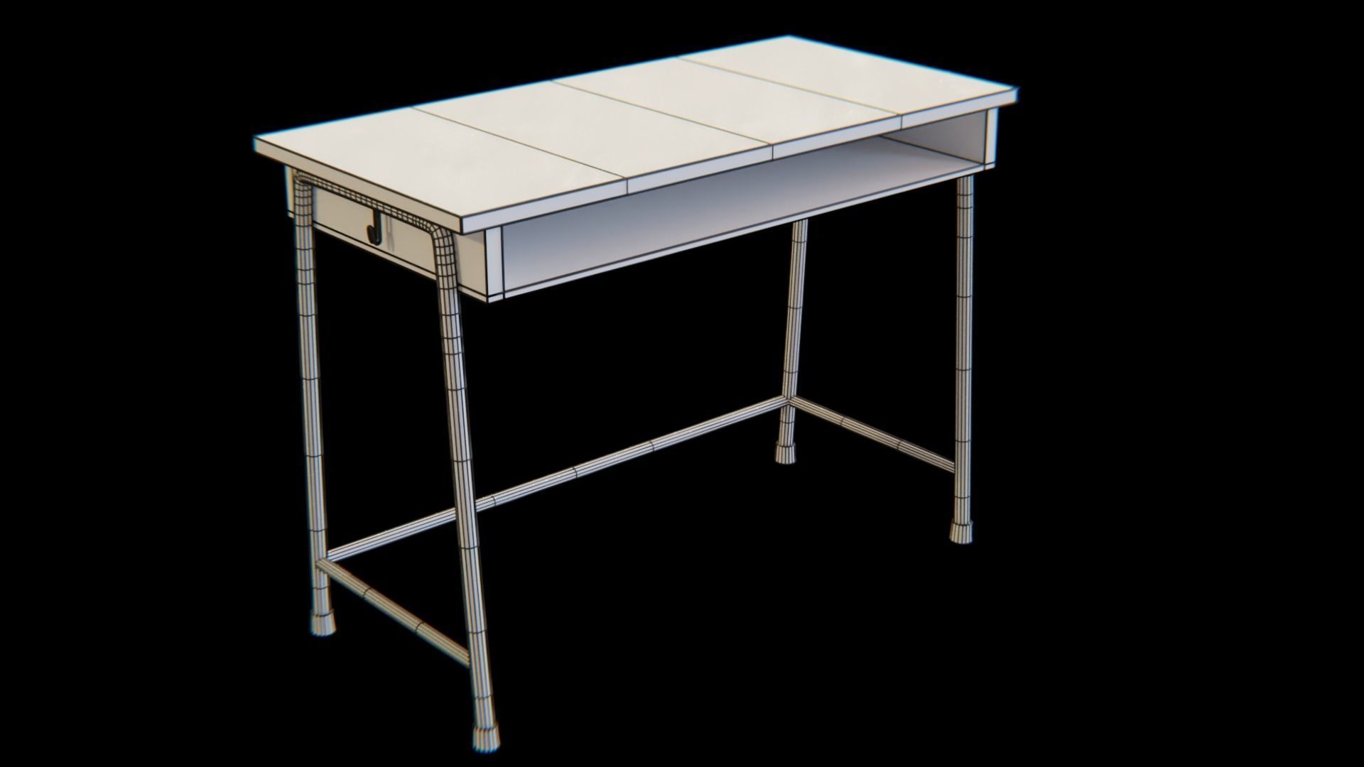 School-desk green Low-poly 3D model_6