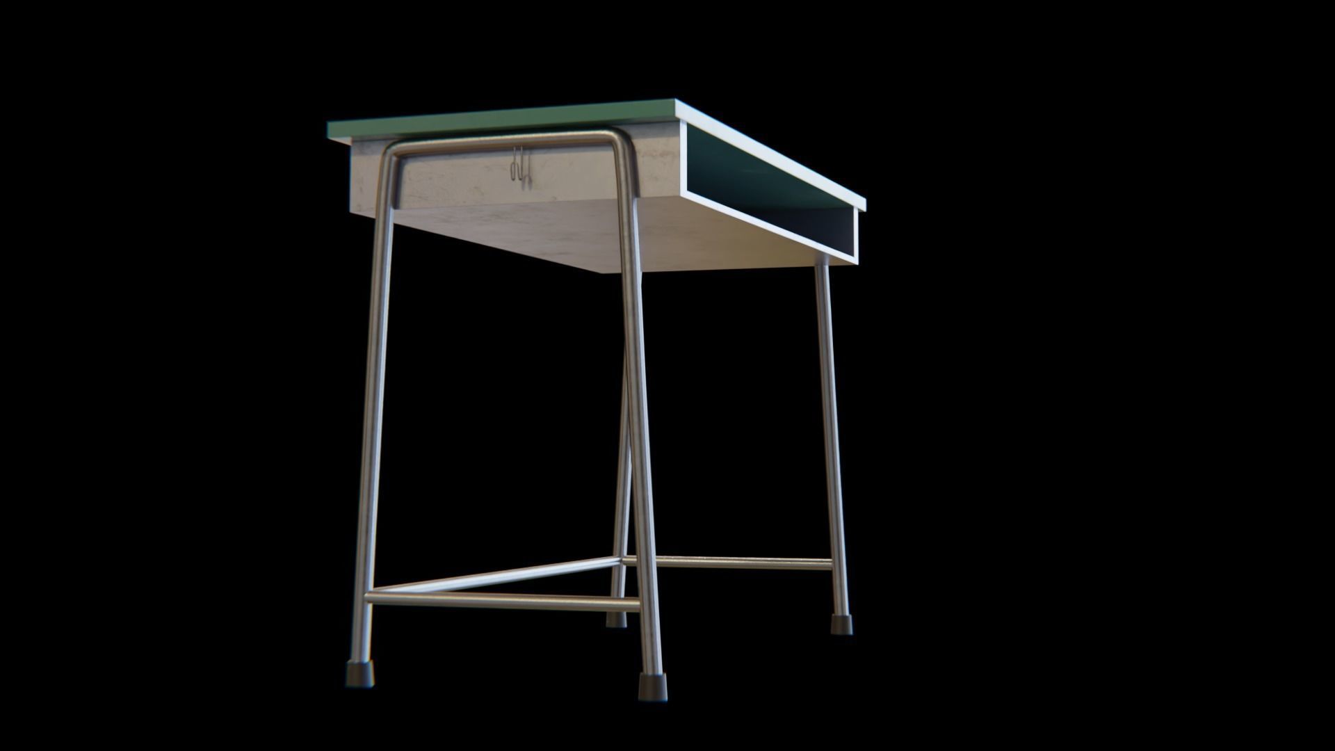 School-desk green Low-poly 3D model_1