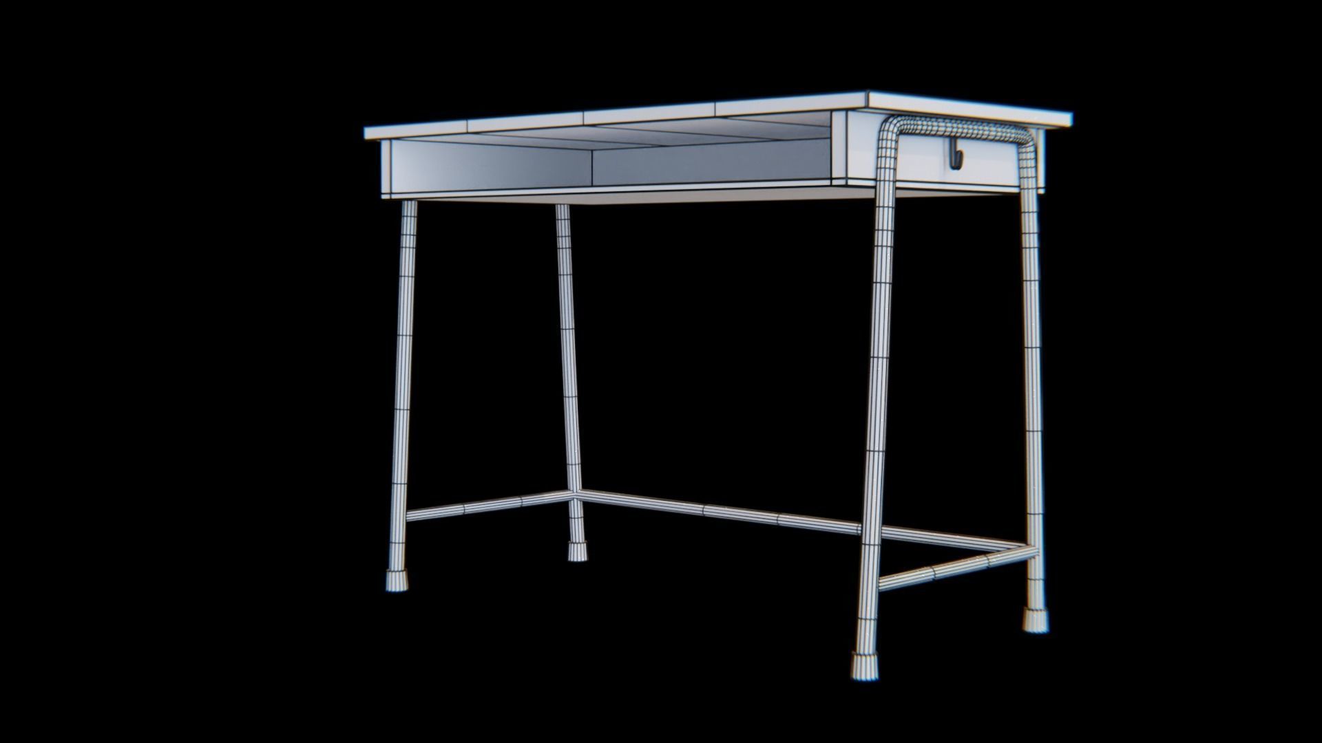 School-desk green Low-poly 3D model_7