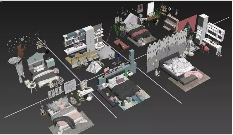 Bed Combo 2020 3D model_0