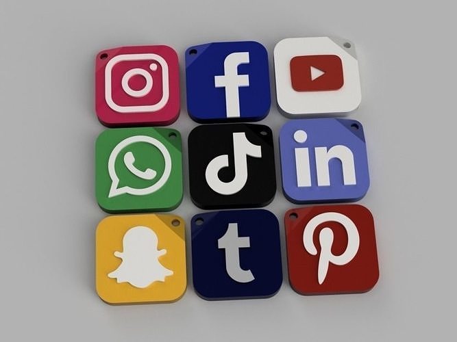 STL Social media logo key ring trinket  3D print model