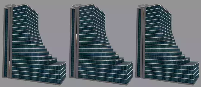 Simple Skyscraper Model with Sliding Led Light Animation 3D model
