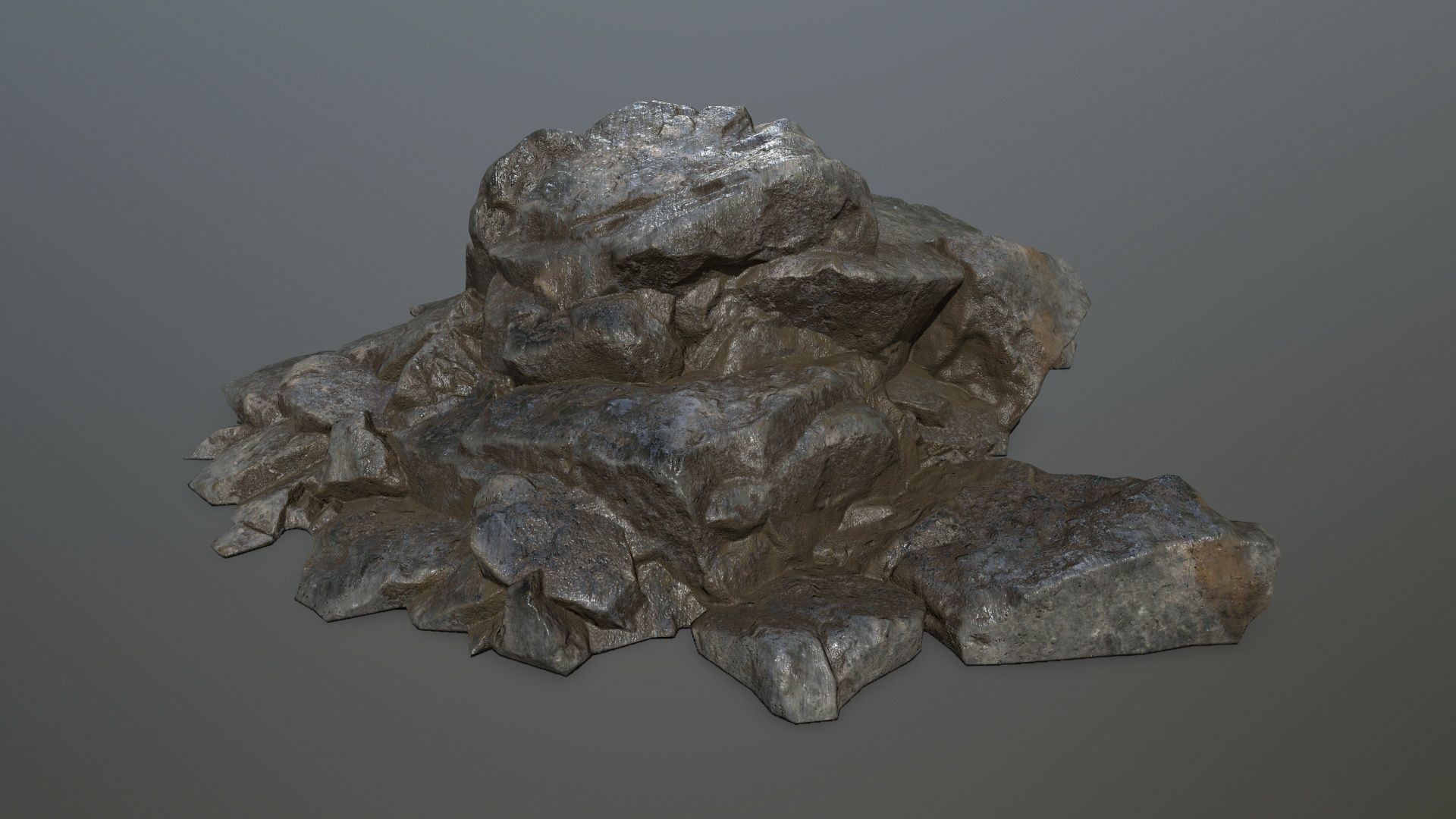 cliff rock set Low-poly 3D model_22