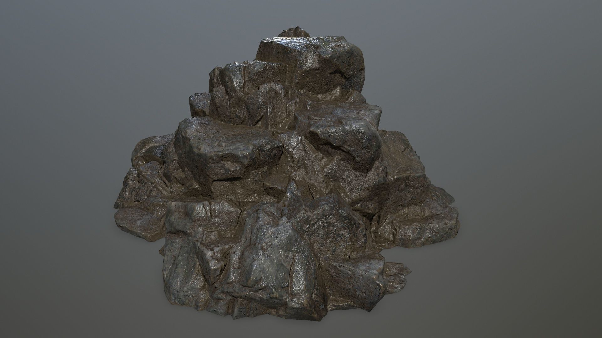 cliff rock set Low-poly 3D model_7