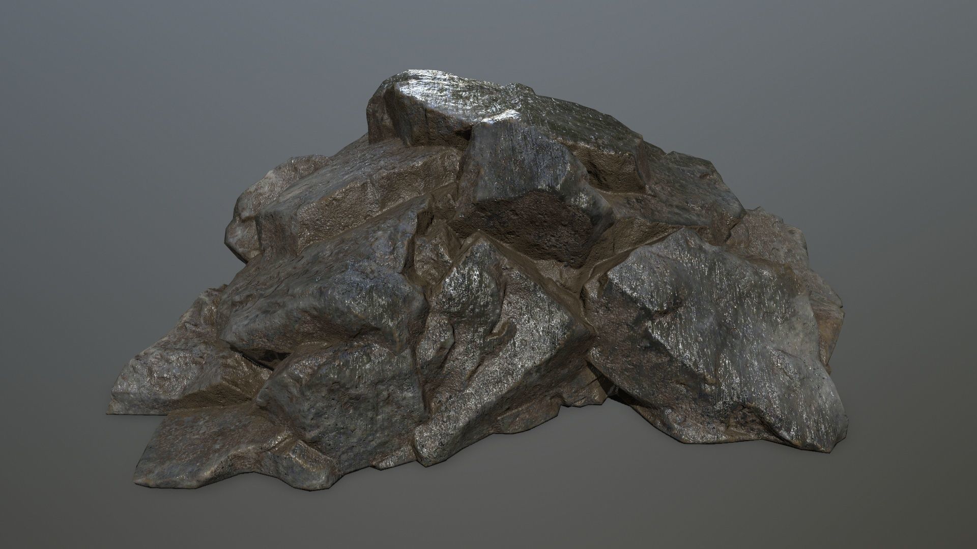 cliff rock set Low-poly 3D model_6