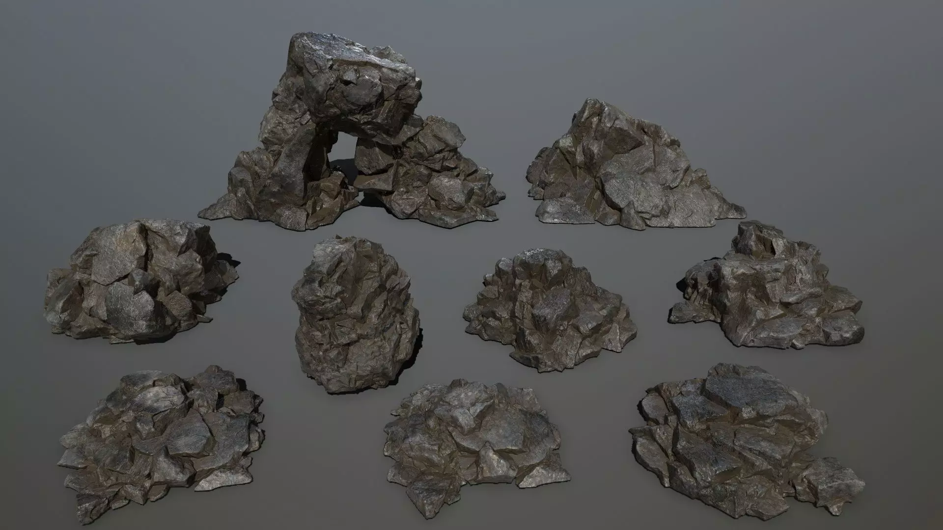 cliff rock set Low-poly 3D model_0