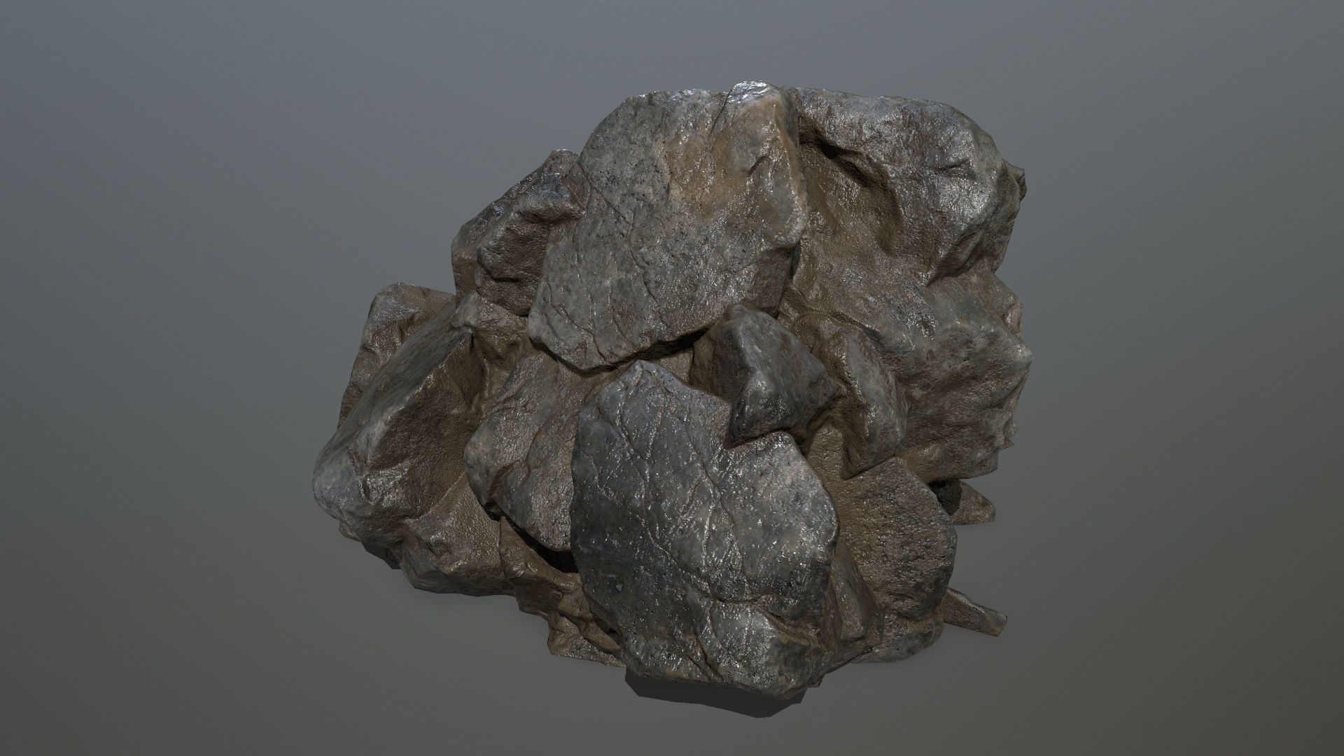 cliff rock set Low-poly 3D model_14