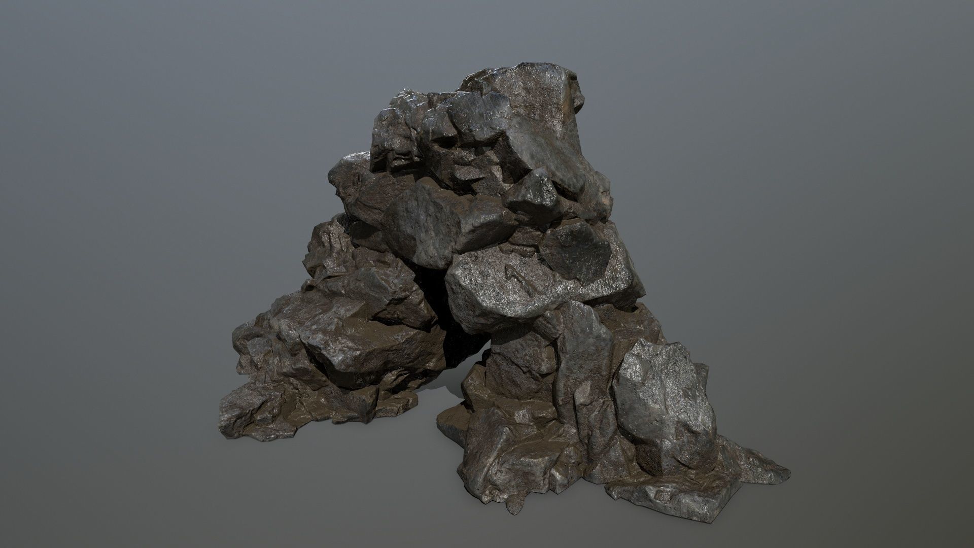 cliff rock set Low-poly 3D model_20