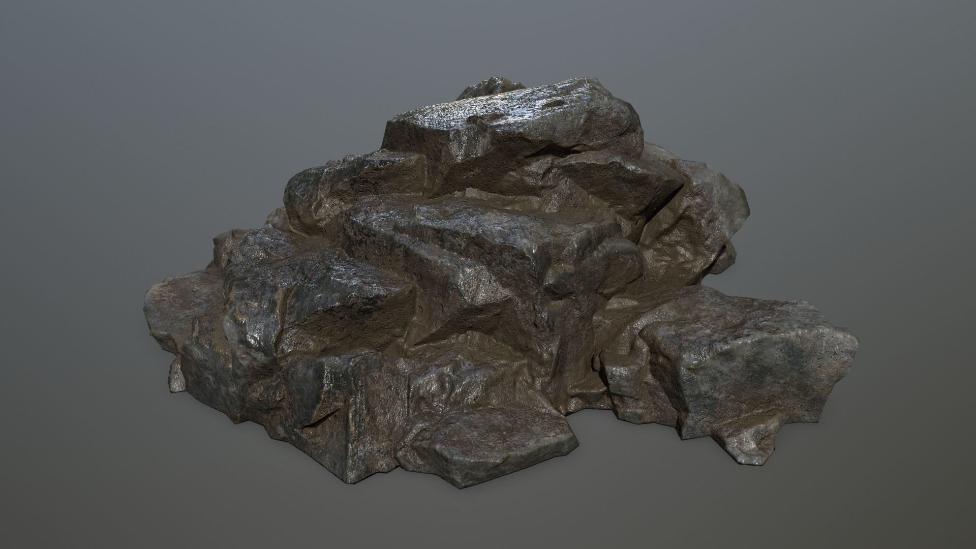cliff rock set Low-poly 3D model_4