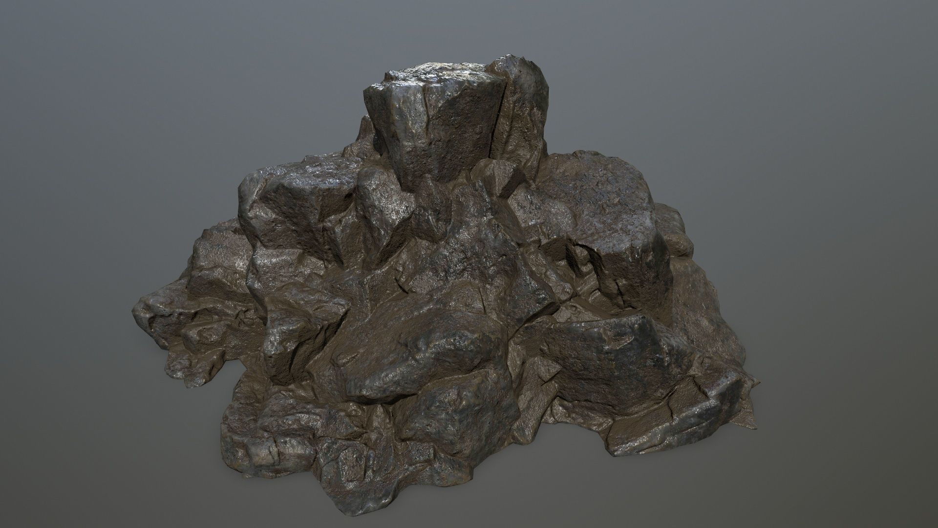 cliff rock set Low-poly 3D model_8