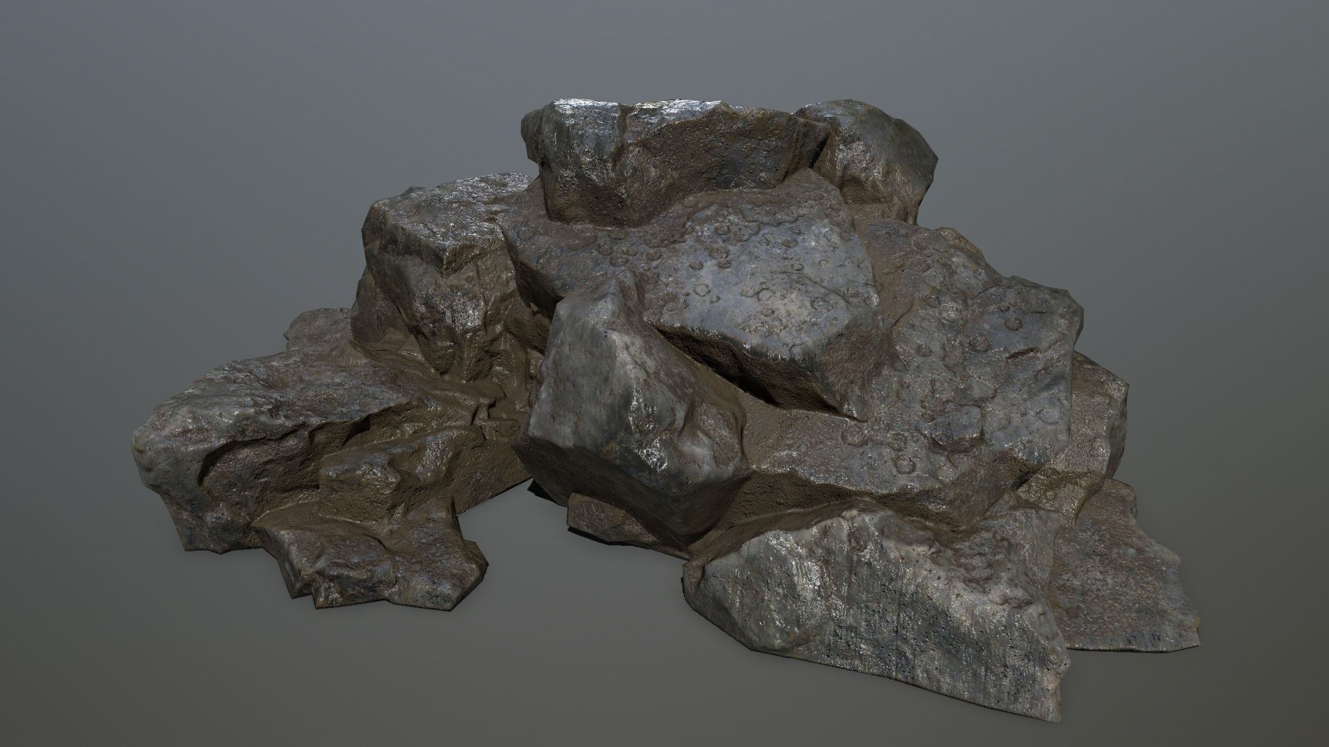 cliff rock set Low-poly 3D model_5