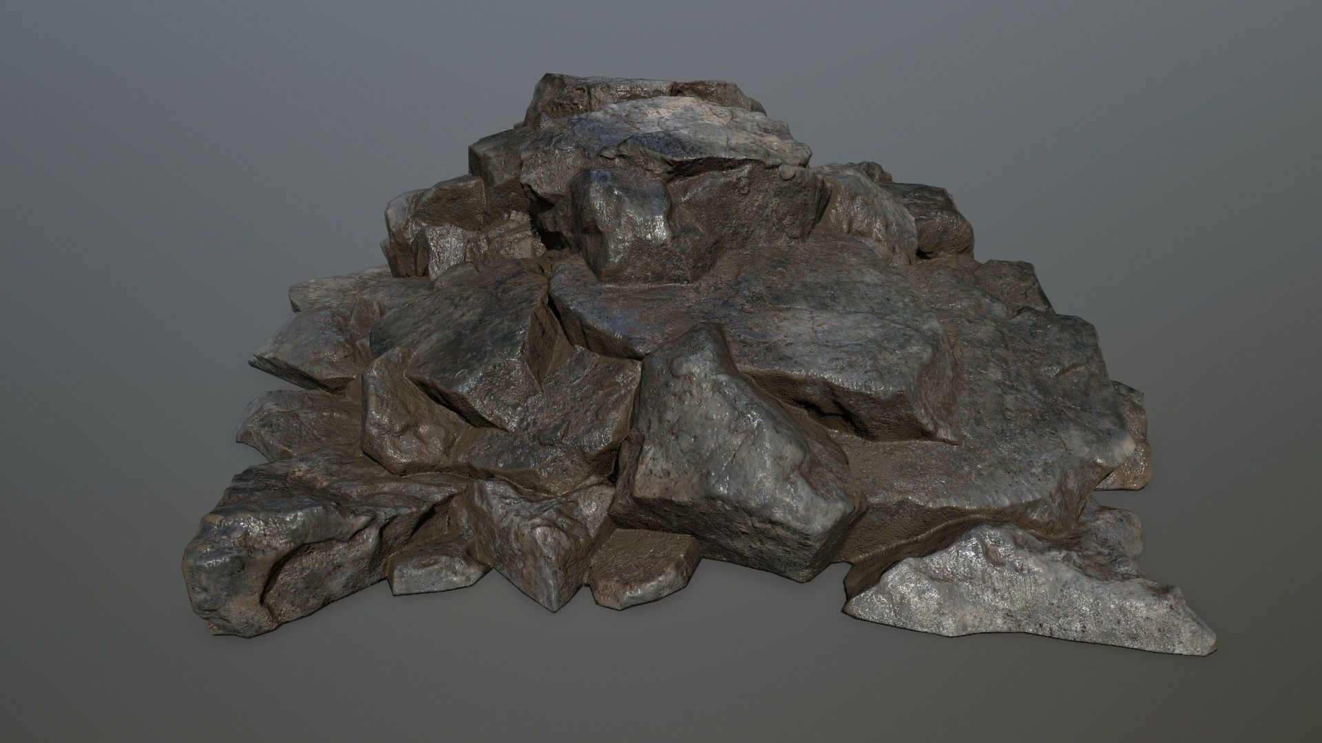 cliff rock set Low-poly 3D model_27