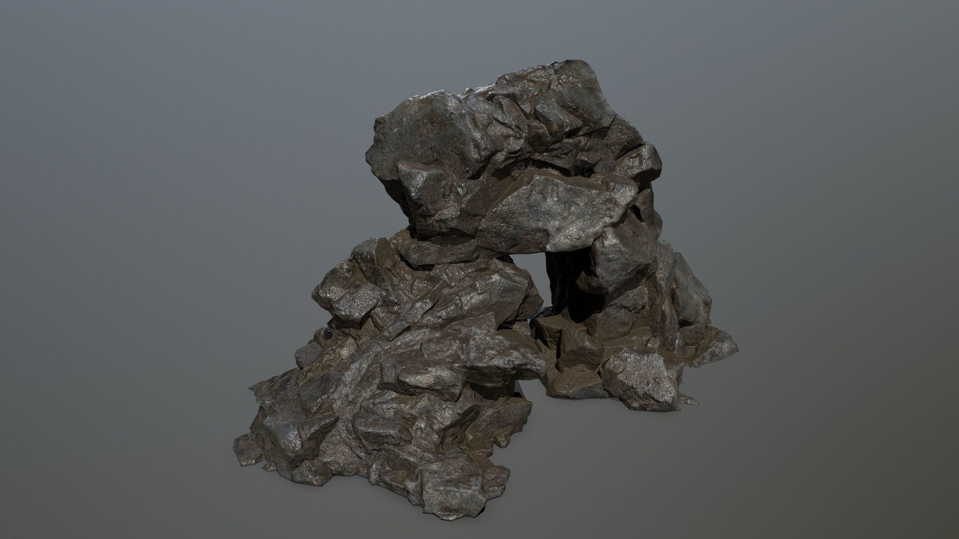 cliff rock set Low-poly 3D model_21