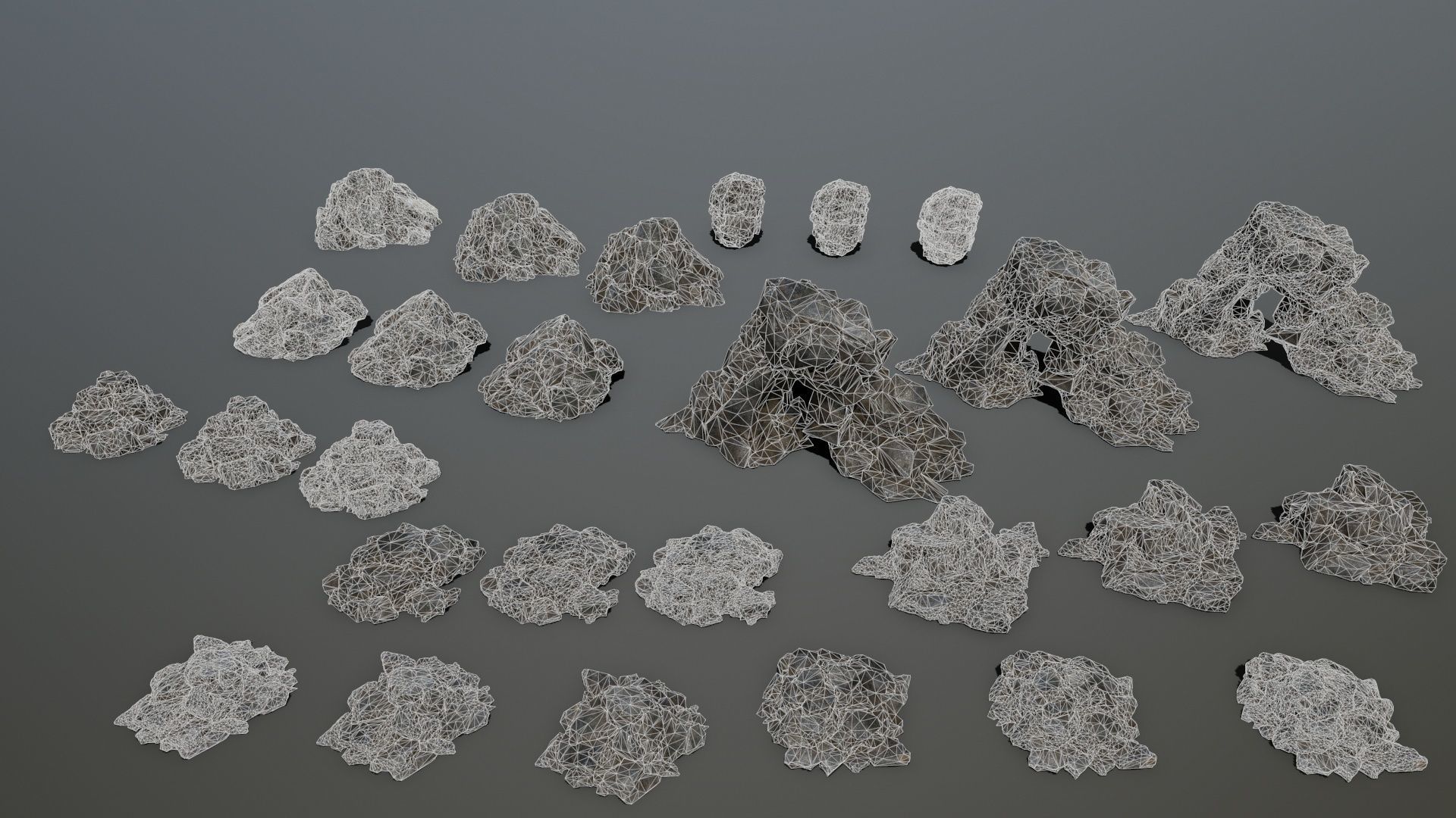 cliff rock set Low-poly 3D model_3