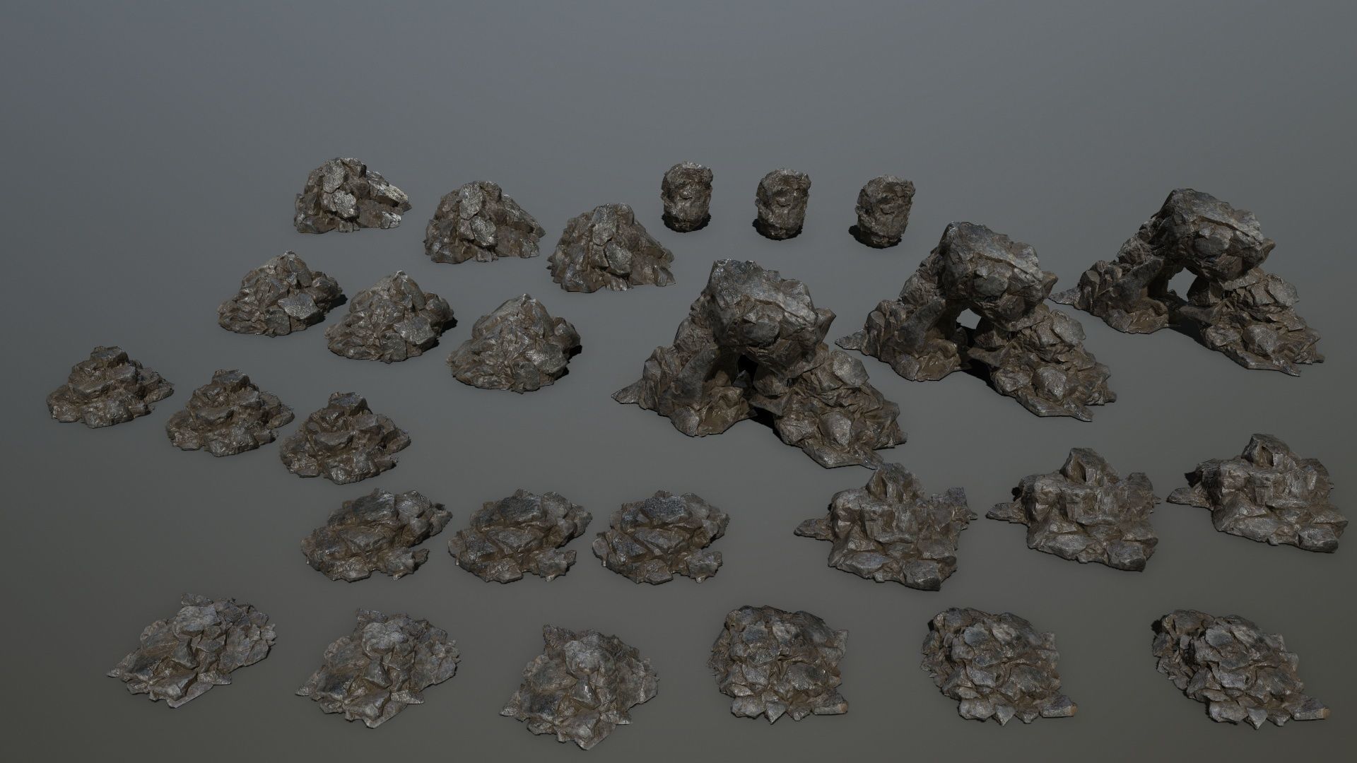 cliff rock set Low-poly 3D model_2